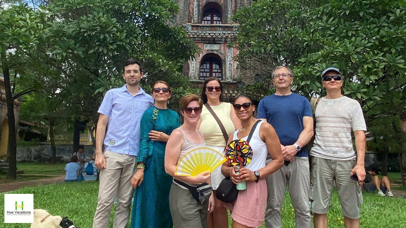 Hue city tour - Thien Mu Pagoda overlooking the peaceful Perfume River
